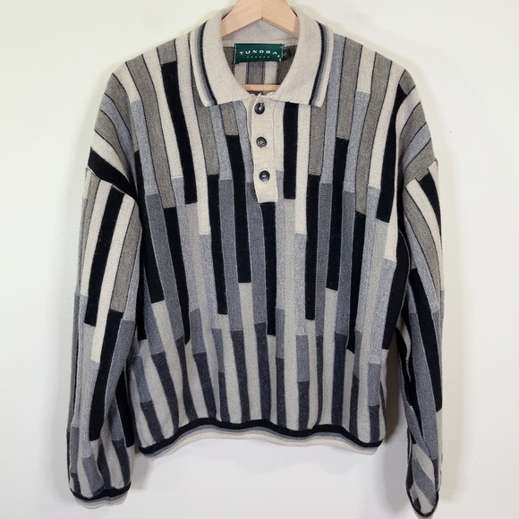 Vintage 90s Textured Coogi Style Cropped Sweater - Picture 5 of 16